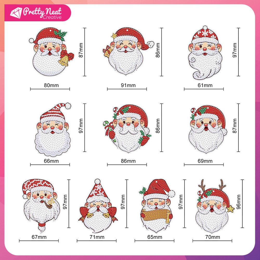 10Pcs Diamond Painting Christmas Pendants Santa Claus Special-shaped Drill 5D