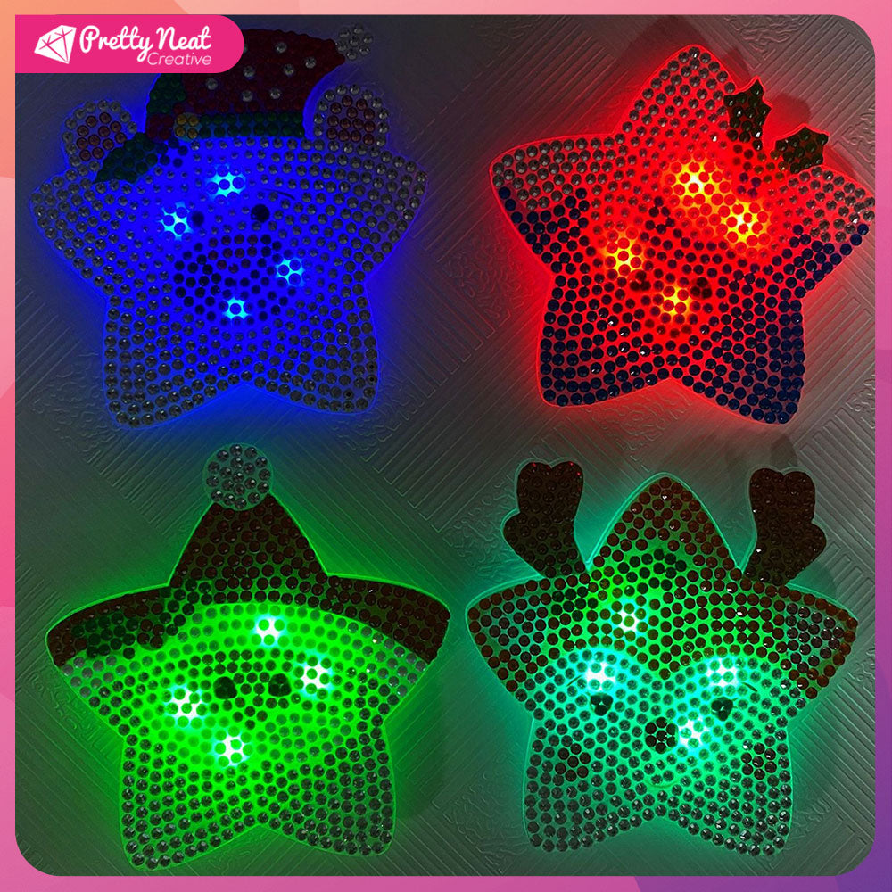 4Pcs Led Lighting Diamond Painting Star And Circle Coaster Special-Shaped Drill For Christmas Gift