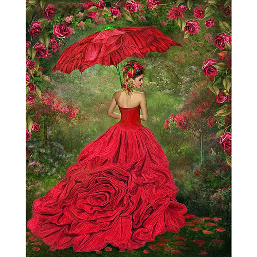 Lady in Red Diamond Painting